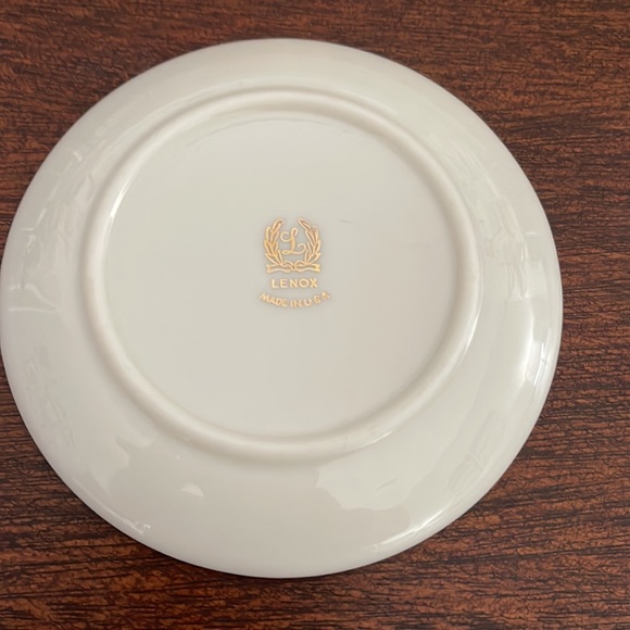 24k gold Tiffany blue Ship VINTAGE LENOX RIBBED ROUND SMALL FINE CHINA PLATE - Picture 3 of 4